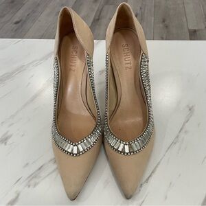 SCHUTZ Nude Embellished Heels